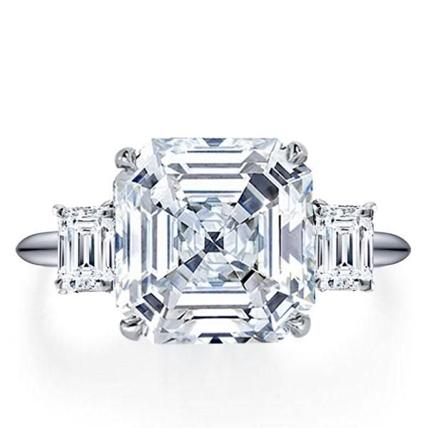 Asscher Cut Three Stone Engagement Ring