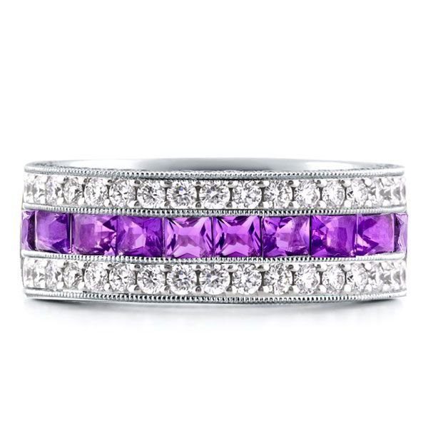 Milgrain Amythyst 925 Sterling Silver Ring Band