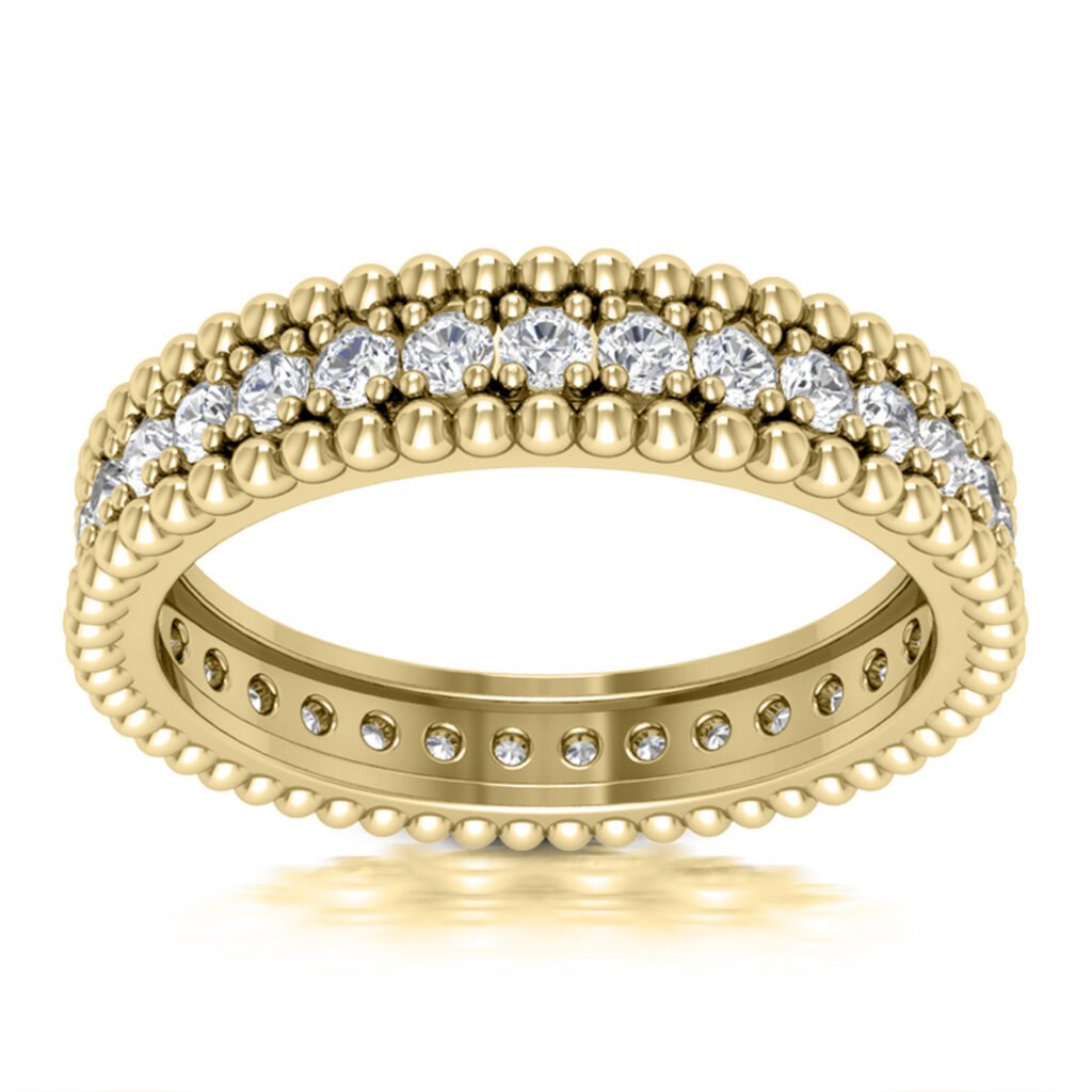 Yellow Gold 18K Eternity Ball Wedding Band Ring