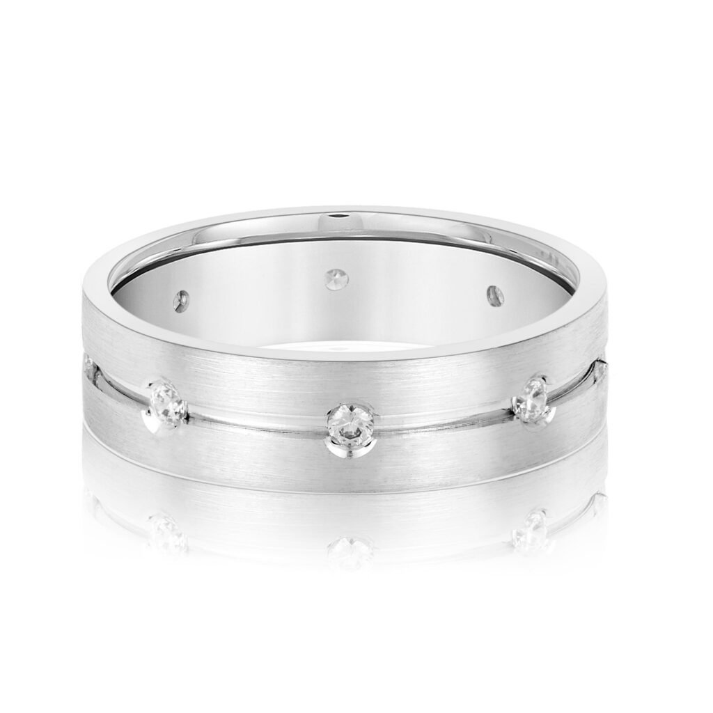 Diamond 8-Stone 14K White Gold Wedding Band Ring