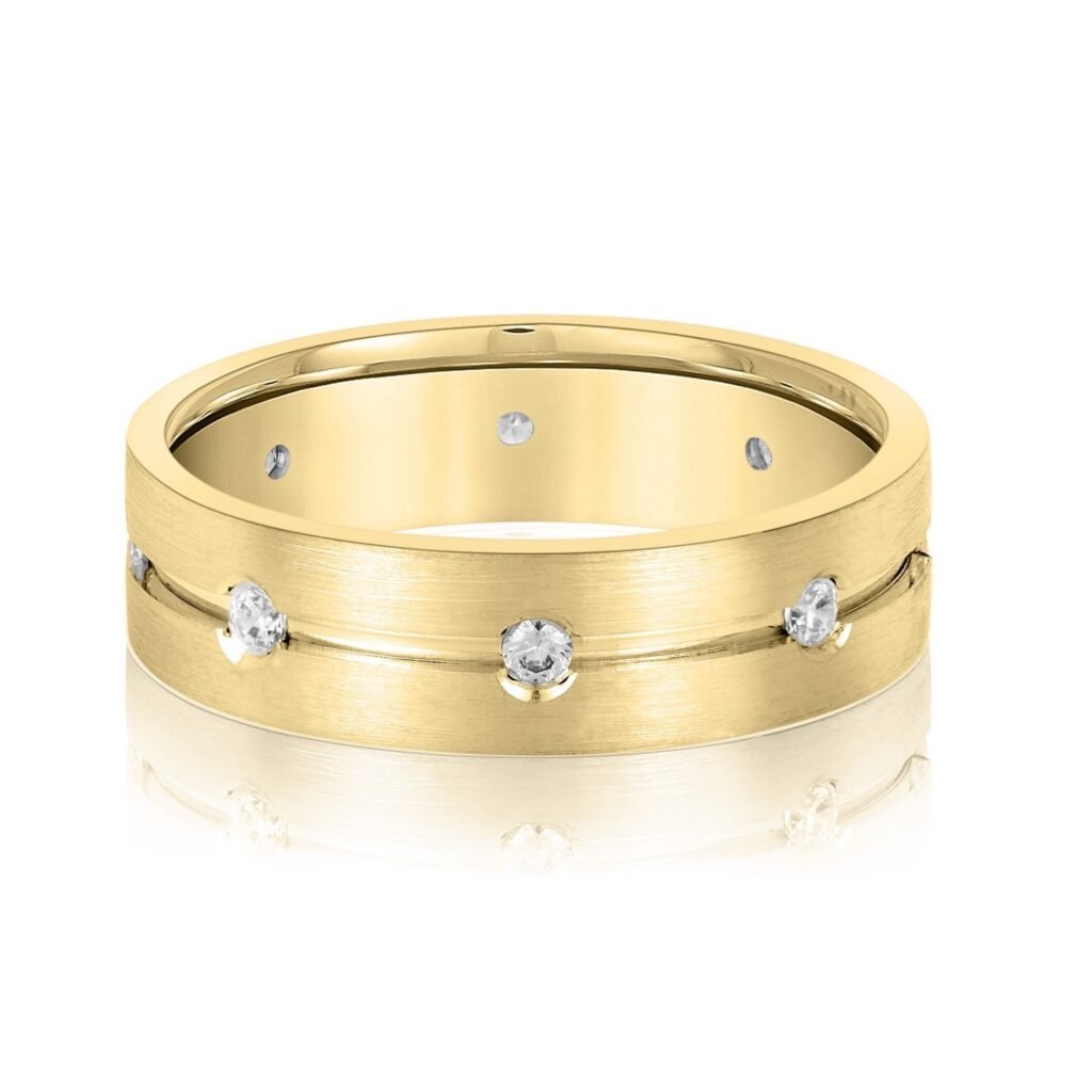 8 Stone 14K Yellow Gold Wedding Band Ring