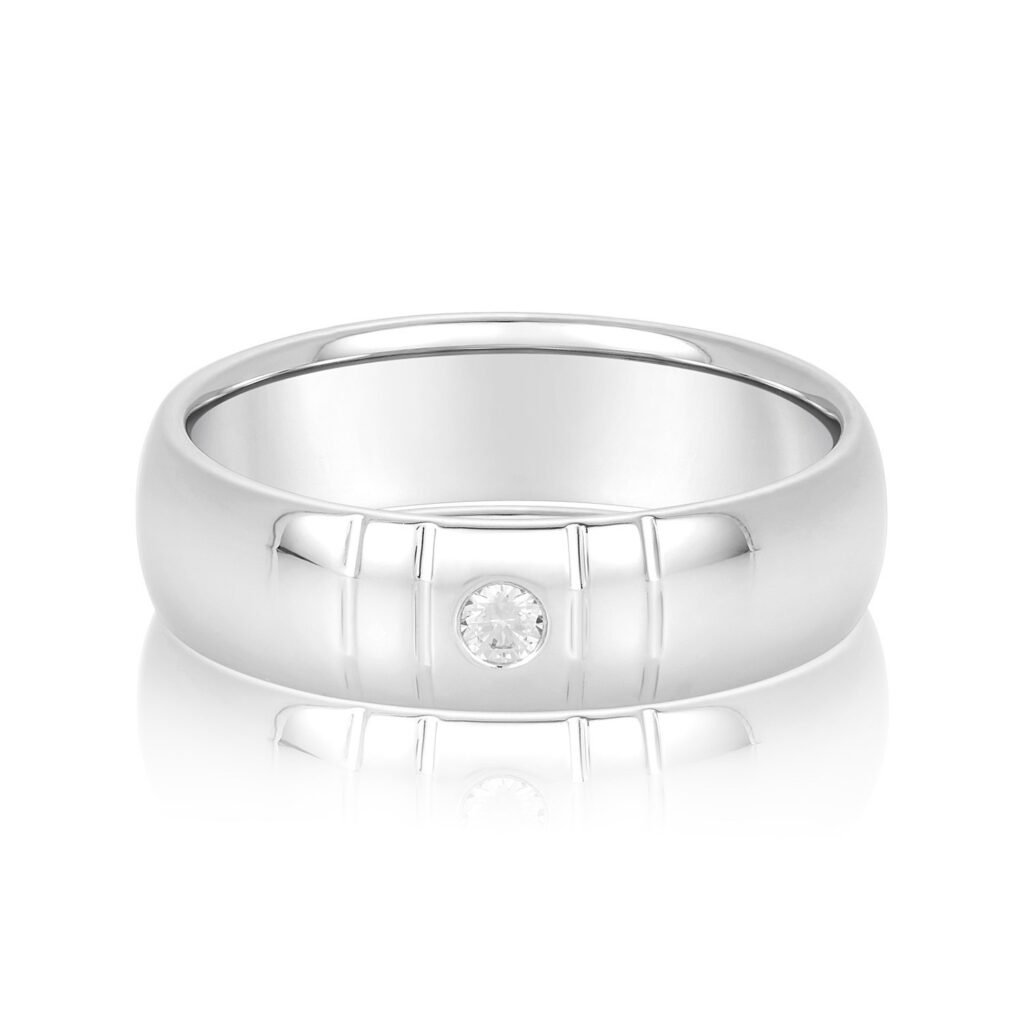 Natural Diamond 14K White Gold Wedding Band Ring