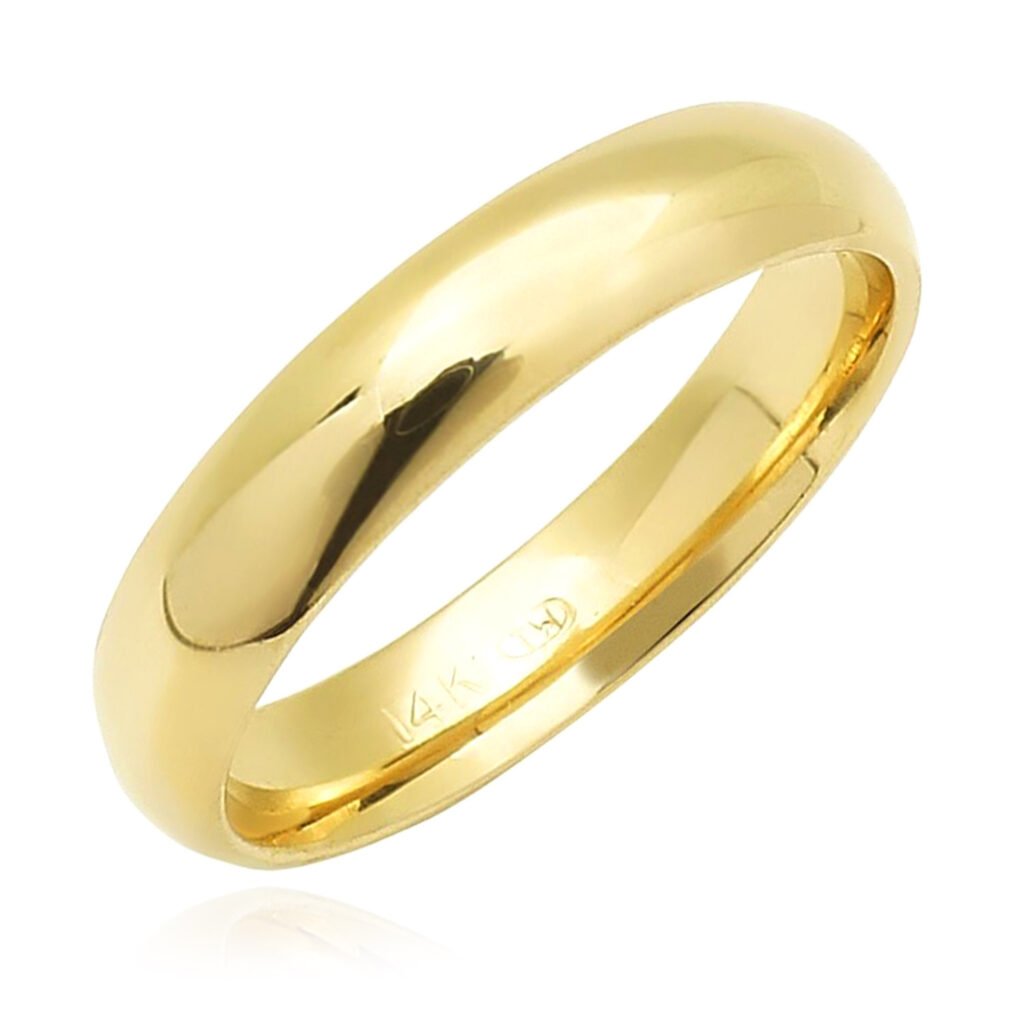 14K Solid Yellow Gold Classic Wedding Band Ring