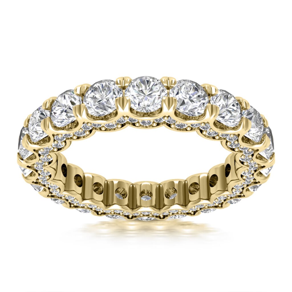 Diamonds Stone 18K Gold Eternity Stackable Ring Band