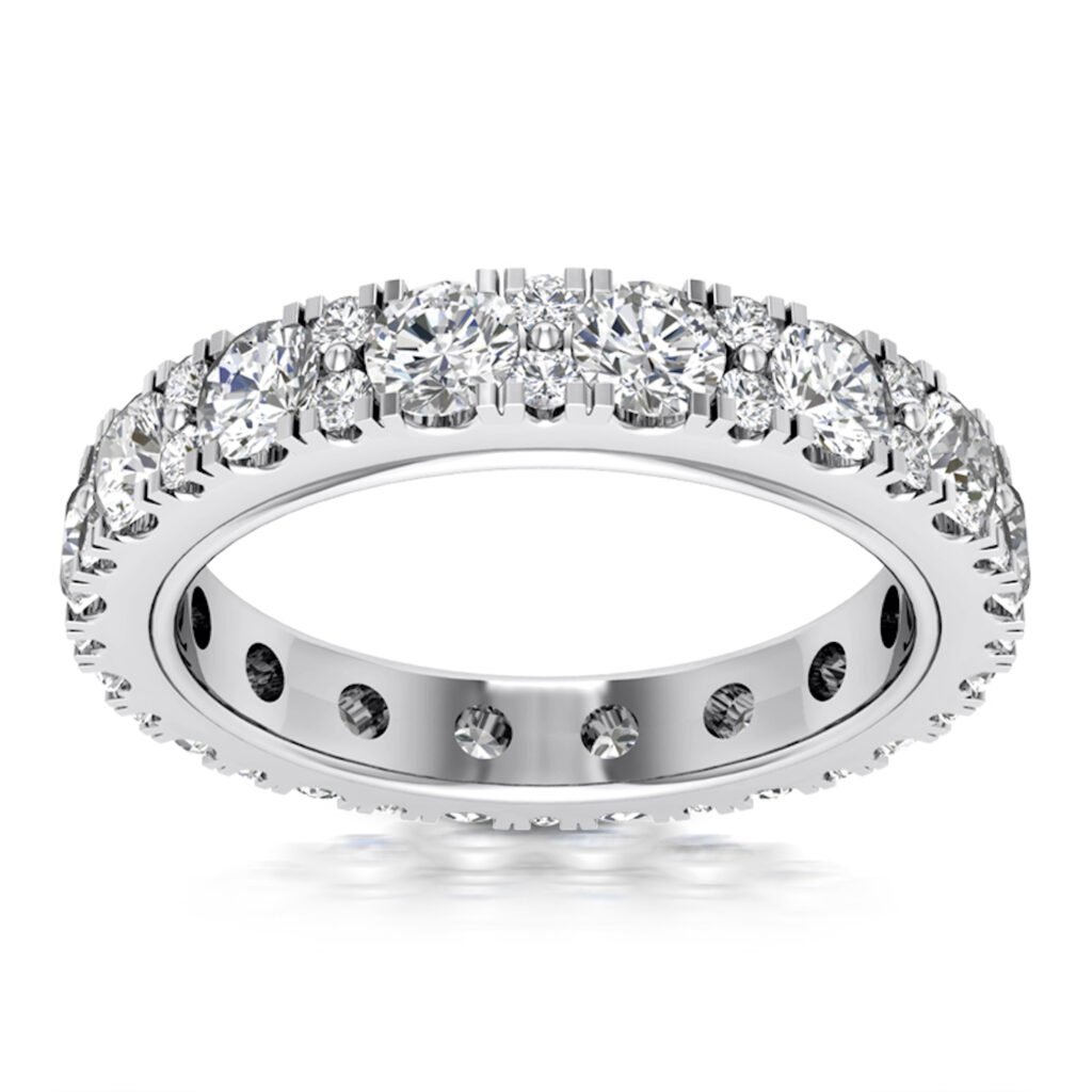 French Pave 18K White Gold Wedding Eternity Ring