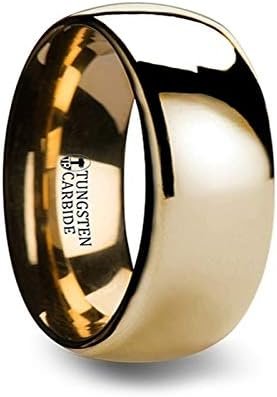 Gold Tungsten Mens or Womens Comfort Fit Wedding Band Ring Rounded Dome Style