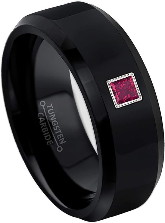 0.10ctw Solitaire Princess Cut Ruby Tungsten Ring