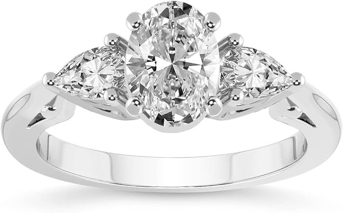 Leona Three stone Side Pear Diamond Engagement Ring