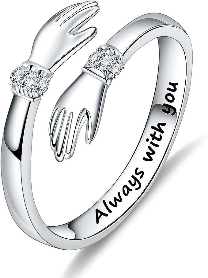 S925 Sterling Silver Hug Ring for Women Teen Girls