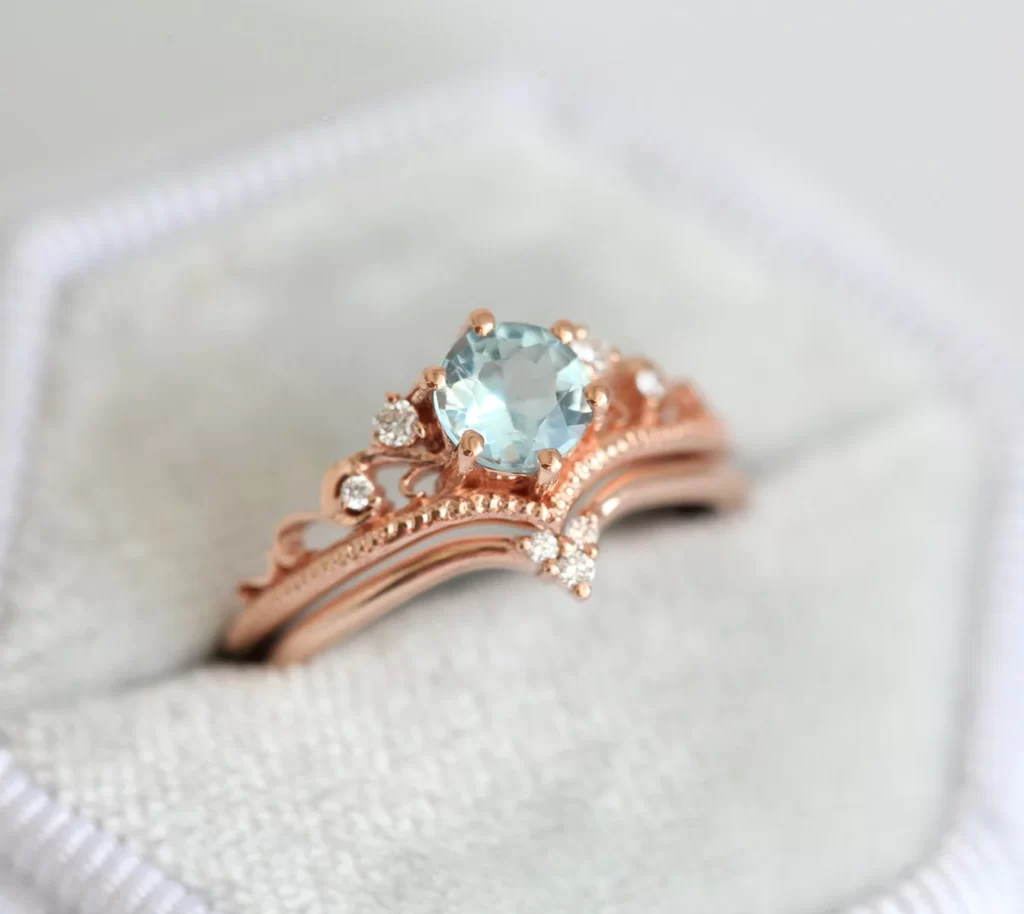 Bella Aquamarine Engagement Ring With Diamond