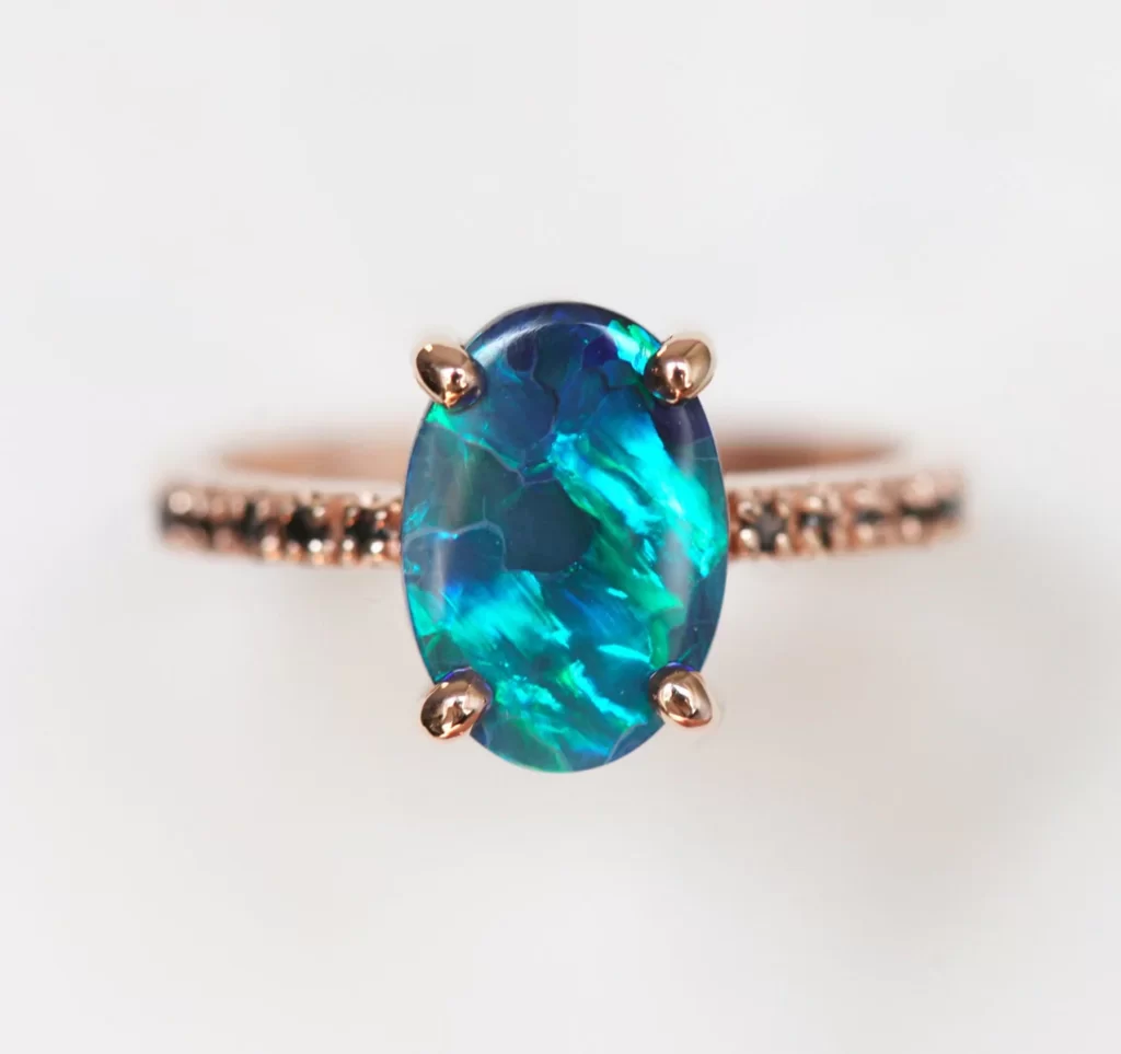 EMMELINE LAGOON BLACK OPAL RING