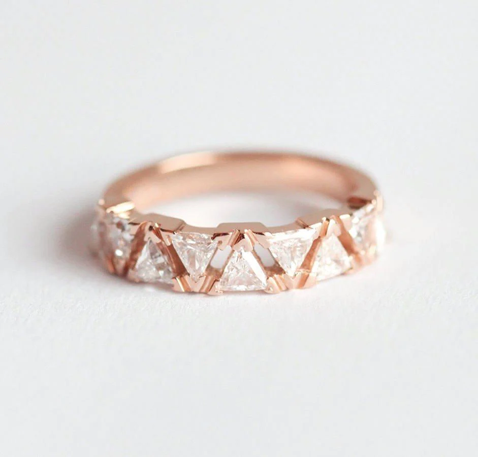 Modern Art Deco Triangle Diamond Band