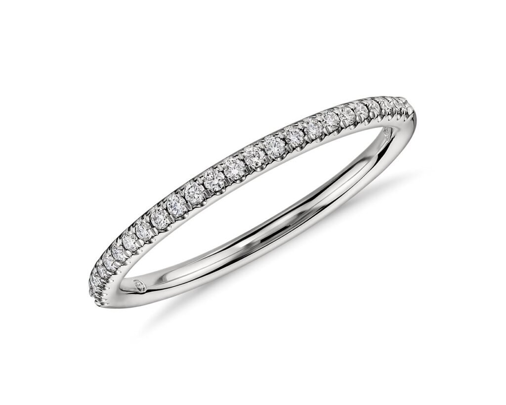 Petite Micropavé Diamond Ring in Platinum (1/10 ct. tw.)