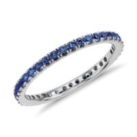 Riviera Pavé Sapphire Eternity Ring in 18k White Gold (1.5mm)